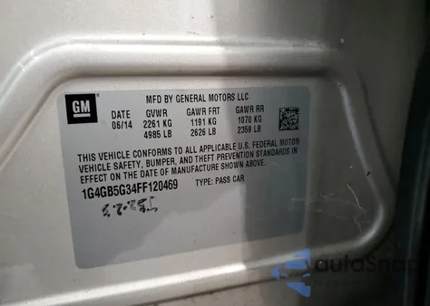 2015 Buick Lacrosse z USA, uszkodzony, nr VIN 1G4GB5G34FF120469